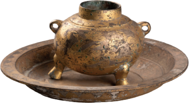 洛阳偃师寇店窖藏出土的鎏金带盘炉