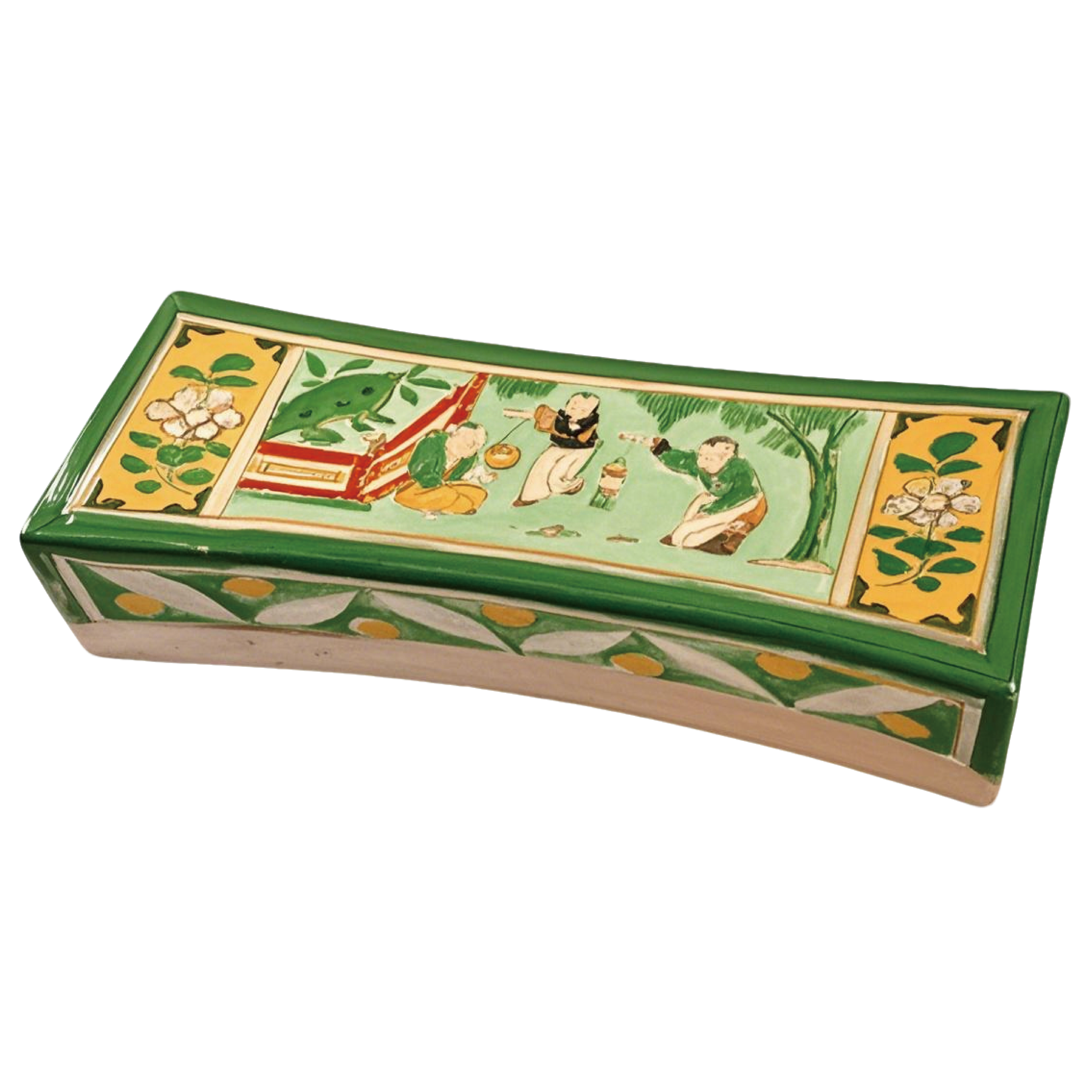 三彩童子愧戏枕