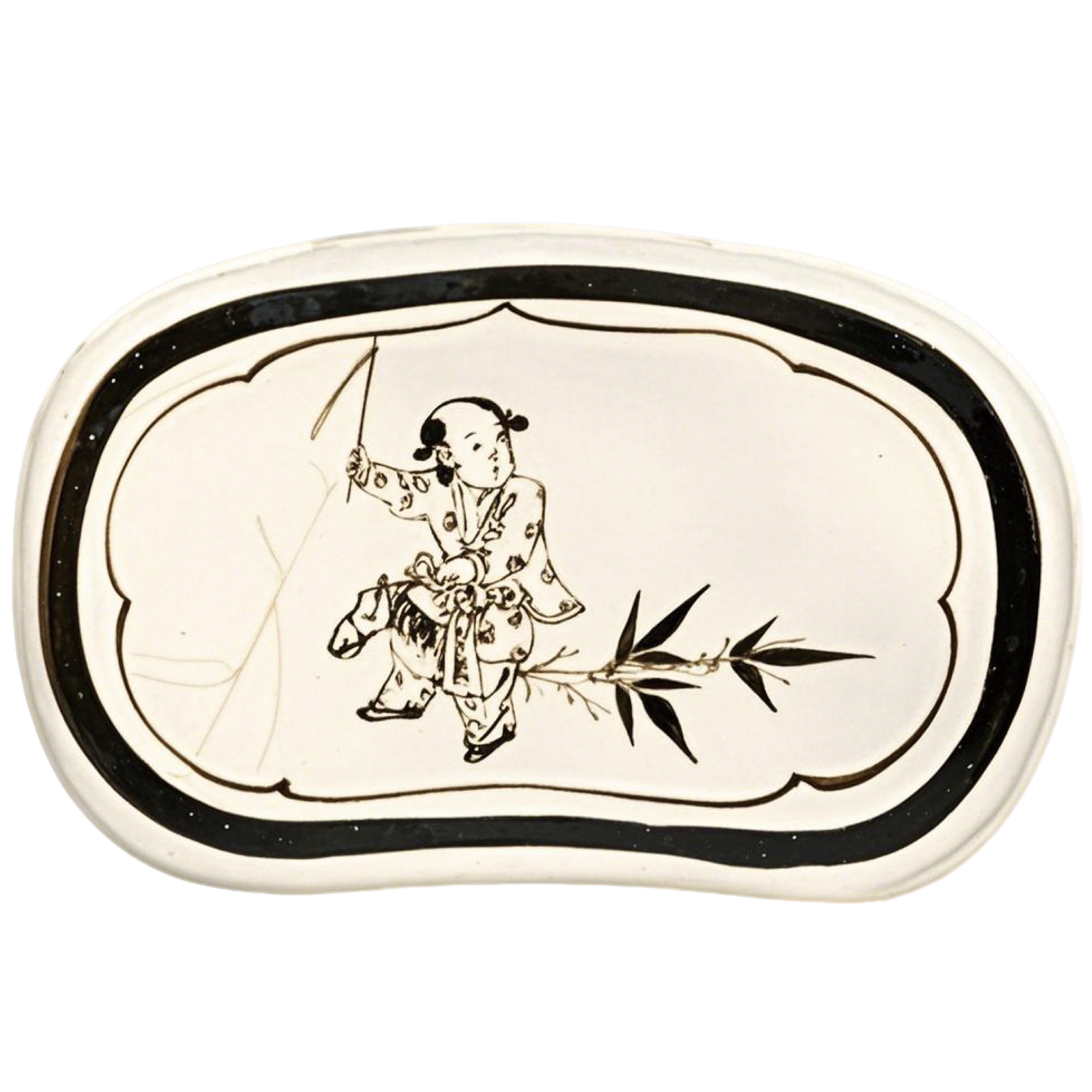 童子骑竹马纹瓷枕